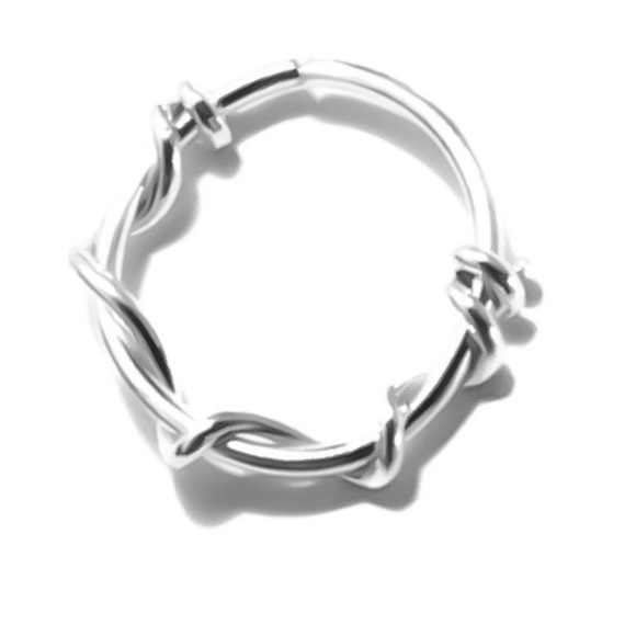 (20G-14G)925 Sterling Silver Barbed Wire Nose Ring Septum Hoop Cartilage Earring - Picture 4 of 10